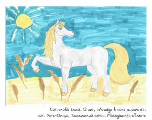 Сотникова Елена, 12 лет, «Лошадь в поле пшеницы»